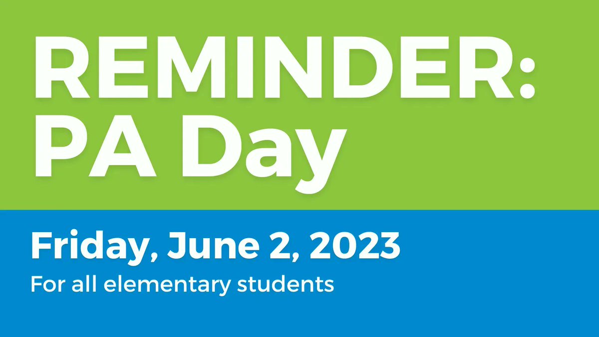 Hey, #GrandErie! 👋 Don't forget that tomorrow (June 2) is a PA Day for all elementary students.