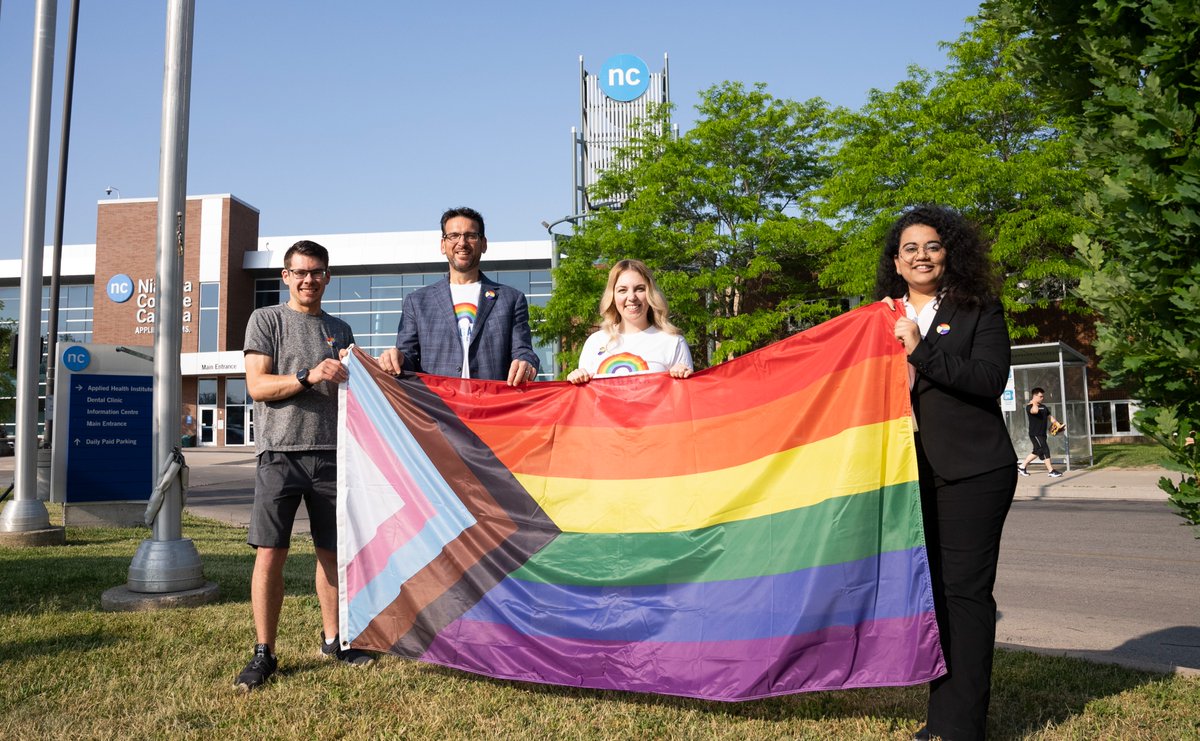 Today, NC kicked off #PrideMonth with the raising of rainbow flags at both campuses, celebrating NC’s 2SLGBTQQIA+ communities while recognizing the College’s commitment to providing an inclusive &amp; safe learning &amp; working environment for everyone.