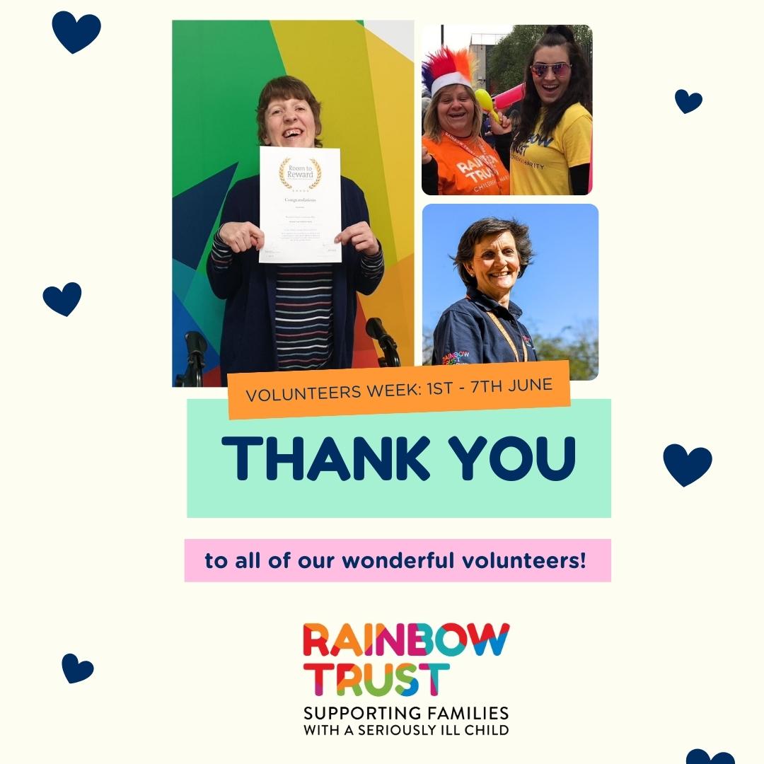 RainbowTrustCC's tweet image. Today marks the start of #VolunteersWeek when Rainbow trust will join thousands of charities and voluntary organisations recognising the contribution volunteers make across the UK. 🌈 

We could not do what we do without you, thank you! 

#Volunteers #InspireByExample