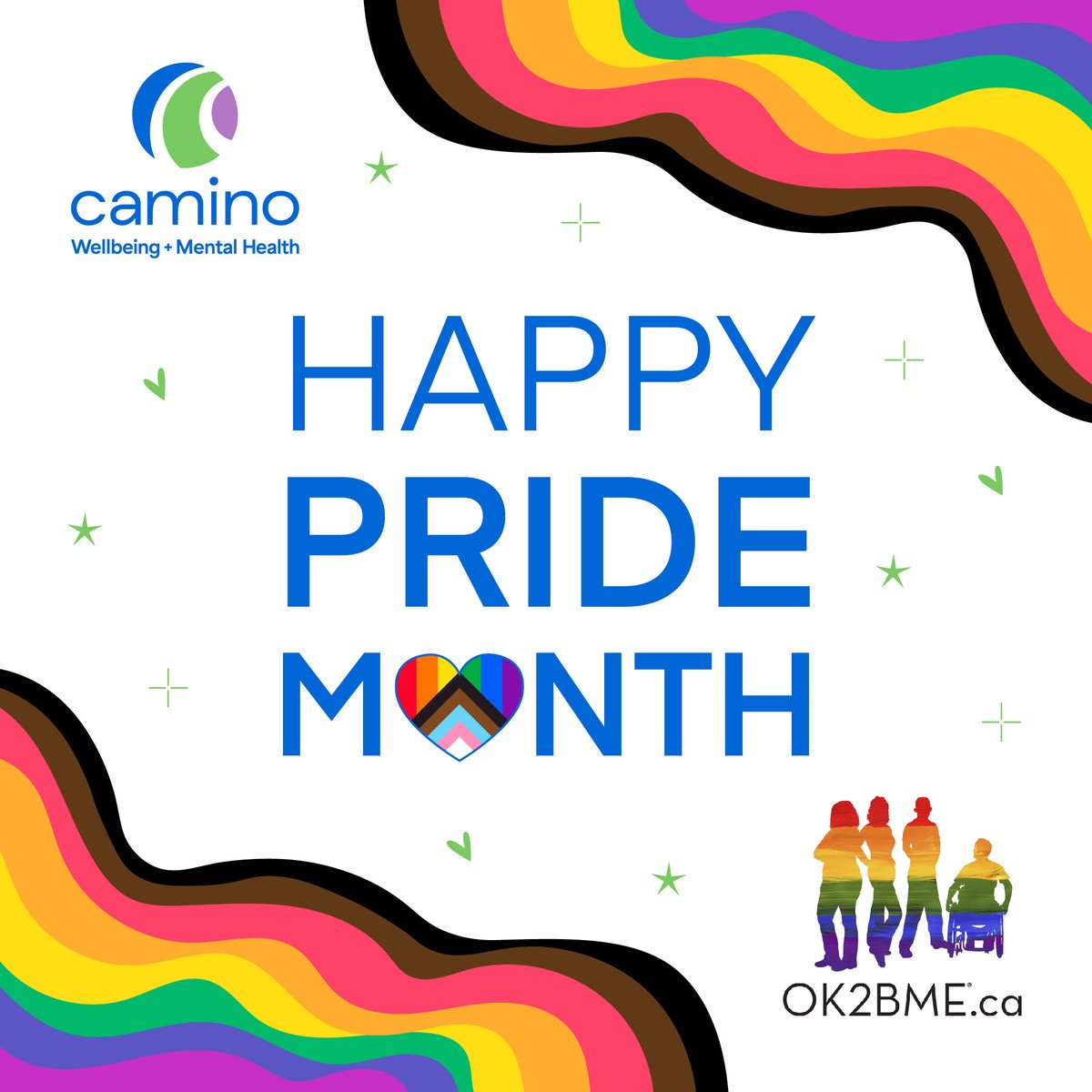 CaminoWellbeing's tweet photo. It’s Pride Month! 🌈 Camino is proud to be the home of OK2BME, providing mental health supports including counselling, youth groups, education and more for the 2SLGBTQIA+ community in Waterloo Region. Make sure to follow @OK2BMEca to keep up with events and more! https://t.co/81a2fc73fq