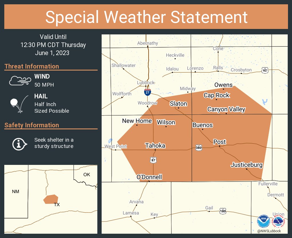 NWS Lubbock on Twitter "A special weather statement has been issued