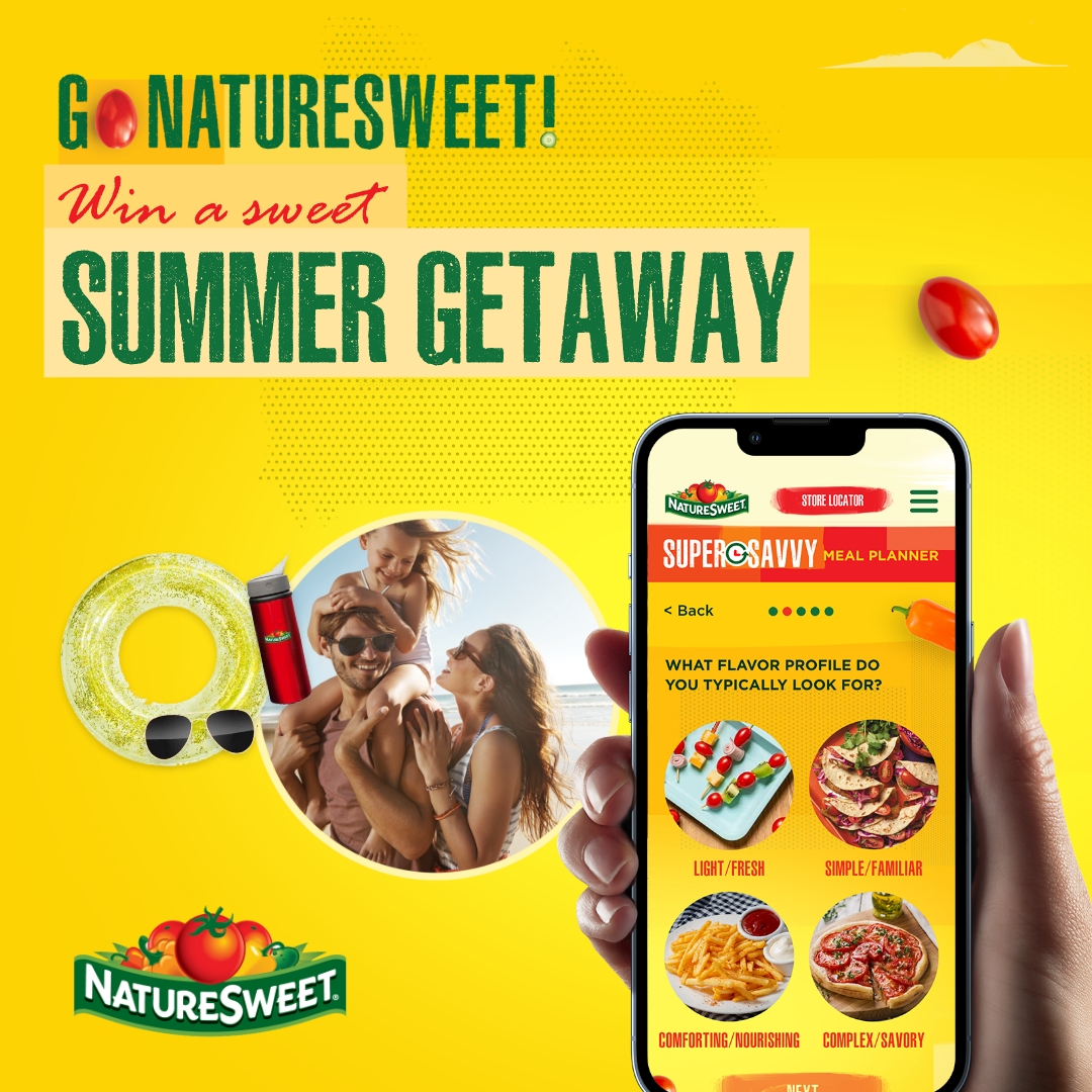 Unleash the sweetness of summer with Go NatureSweet! 🍅🌞 Discover endless ways to incorporate NatureSweet tomatoes into your daily routine. And the best part? Use our Meal Planner for a personalized meal plan and a chance to win a sweet summer getaway! #GoNatureSweet #tomatoes