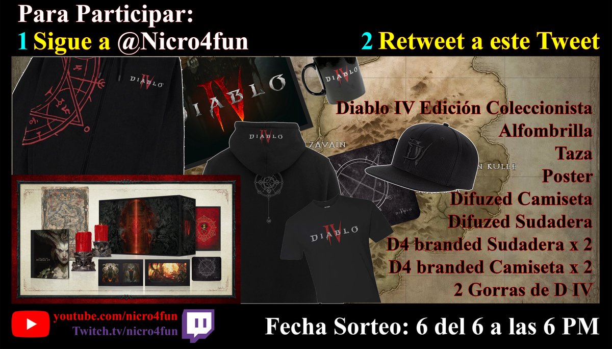 Nicro4FUN's tweet image. #DiabloIV
En santuario hay que ir guapos, @Blizzard_Ent me ha dado algunas cosas para que estéis presentables frente a Madre. #AD

1⃣ Seguir a @Nicro4FUN
2⃣ Dar Retweet a este Tweet 

El sorteo se hará el Martes 6 del 6 a las 6 PM (españa) en directo: Twitch.TV/nicro4fun