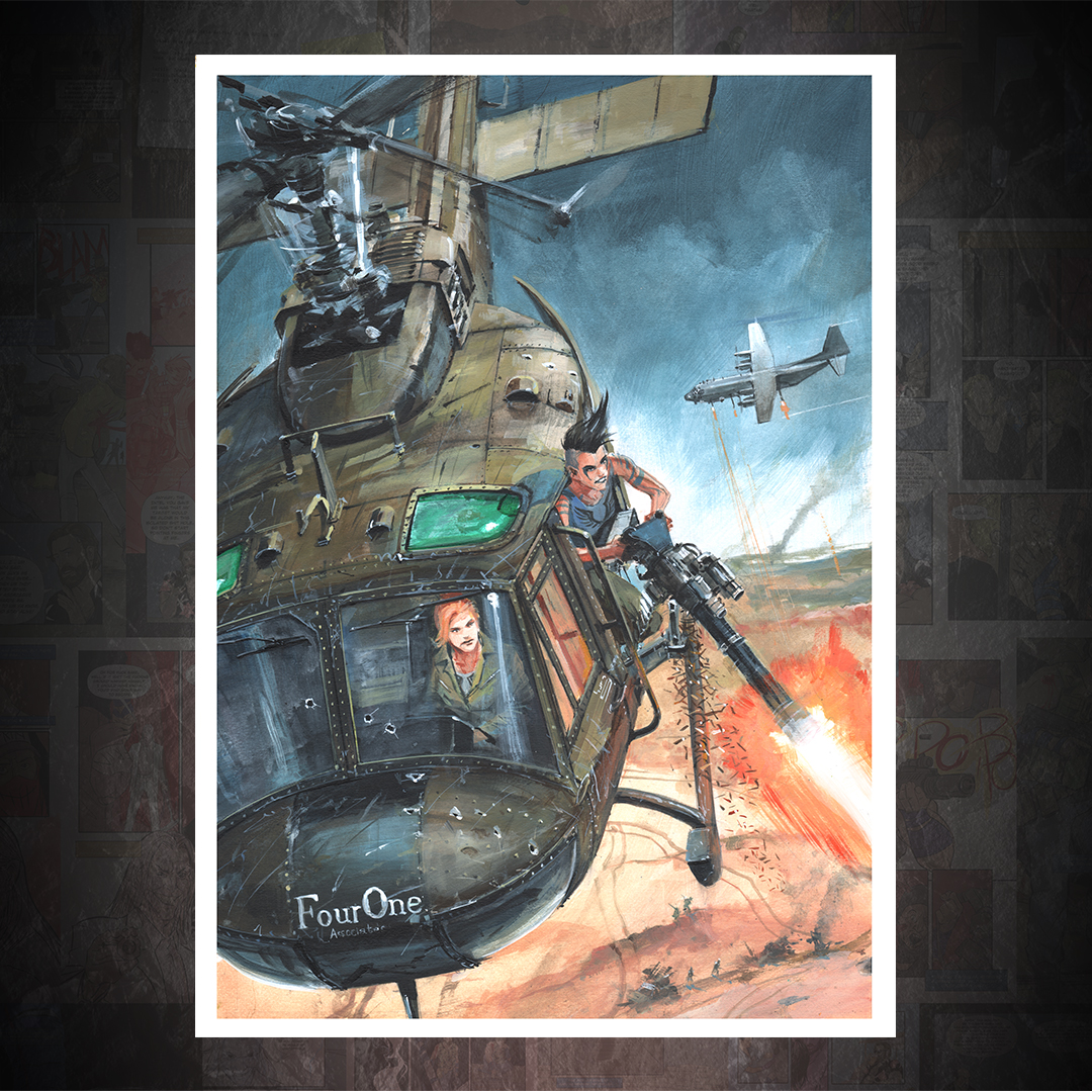 You may remember that recently we announced that the incredible @Burns_Keith was going to be providing us with a variant cover for Saga 3. Keith popped by HR4K to deliver the original print of this cover and we are blown away, this is EPIC! #Artist #Military #Comic #scifi