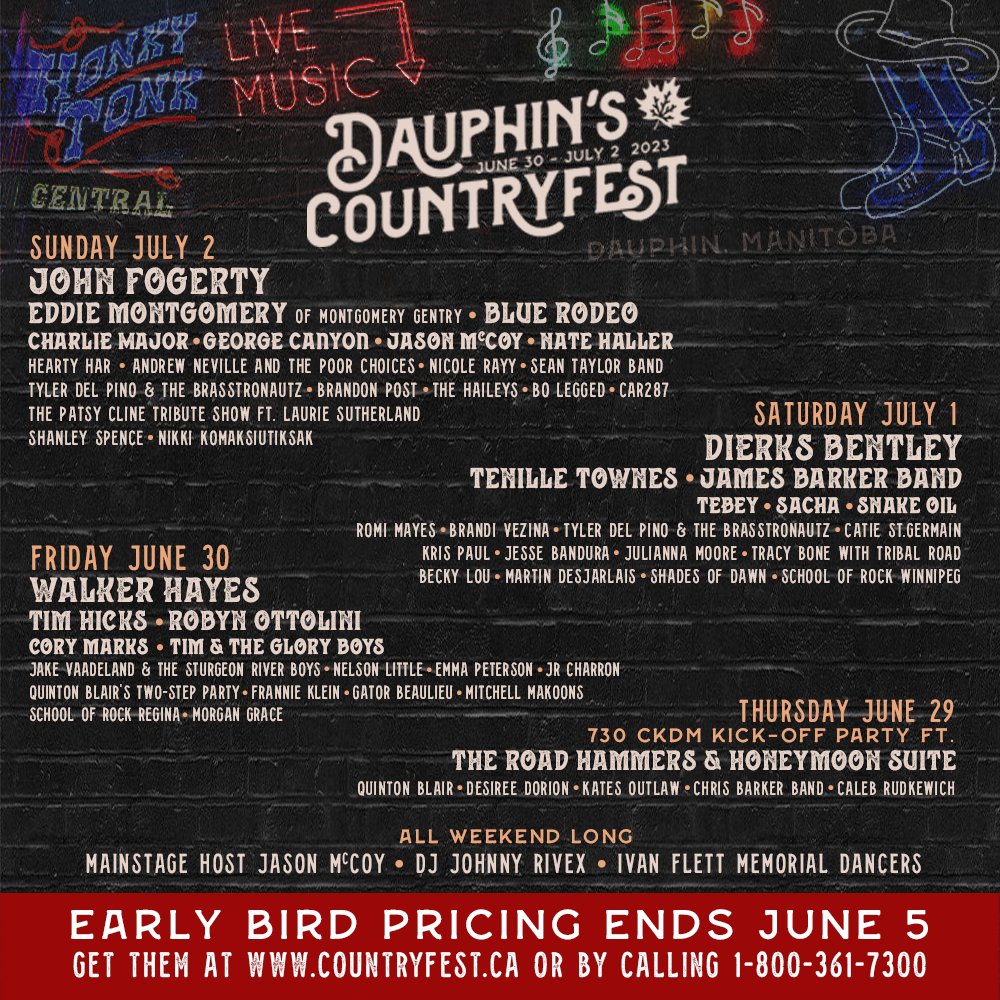 dauphincfest's tweet image. Guess what?!?  #CFEST23 is now only 4 WEEKS AWAY! 🤯

If you haven't purchased your tickets yet, now is the time because our Early Bird pricing ends on June 5th!  So grab your phone 📱 or your computer 💻and get your tickets today! 
…phinscountryfest.frontgatetickets.com