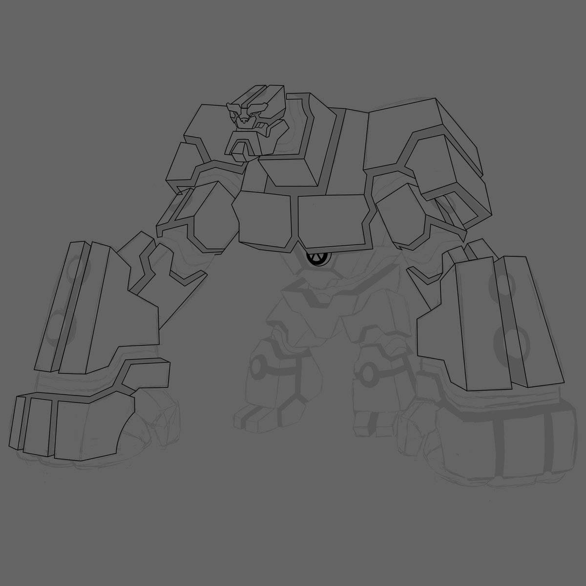 Bloxx so far working on all the geometrical parts than after that will do the hands and the in-between of the segments whit just the regular brush tool