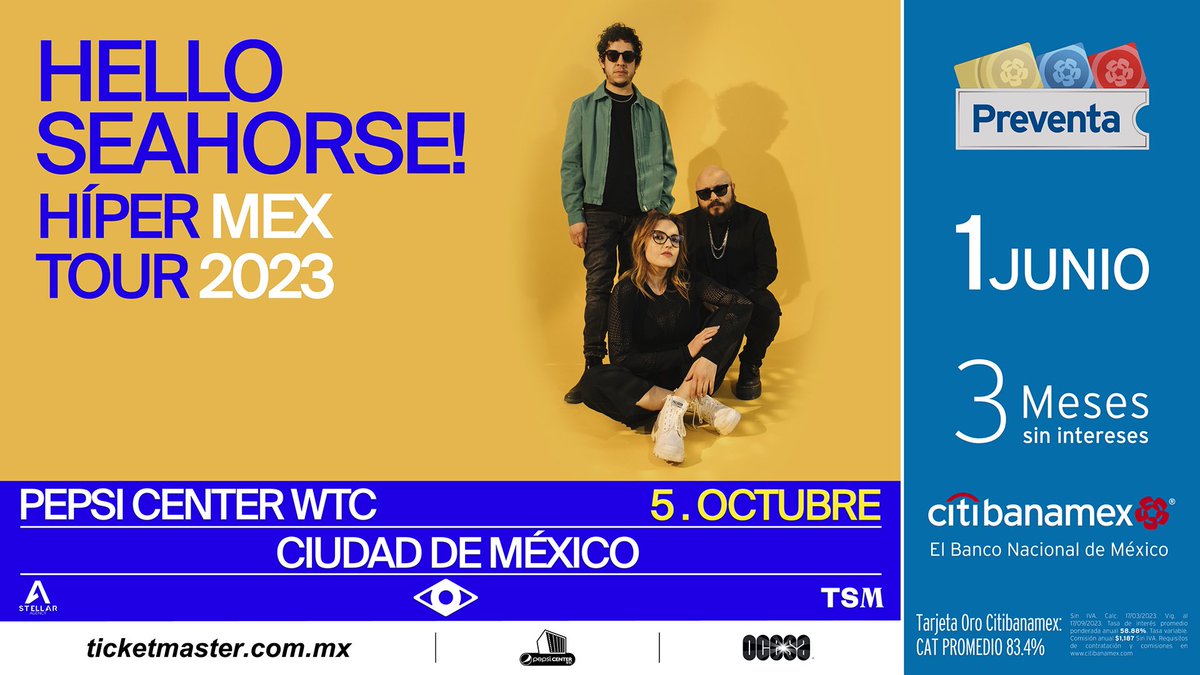 HelloSeahorseMX's tweet photo. Ya inició la preventa para nuestro concierto en el Pepsi Center el 5 de octubre.
Mañana empieza la venta general.
#HIPERHS
<o>
https://t.co/ghbG899Do7 https://t.co/LvJYkblnQY