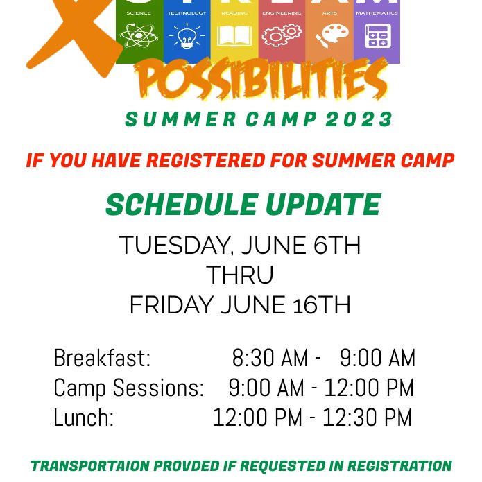 Cloverdale has revised our Summer Camp dates and times. See flyer.