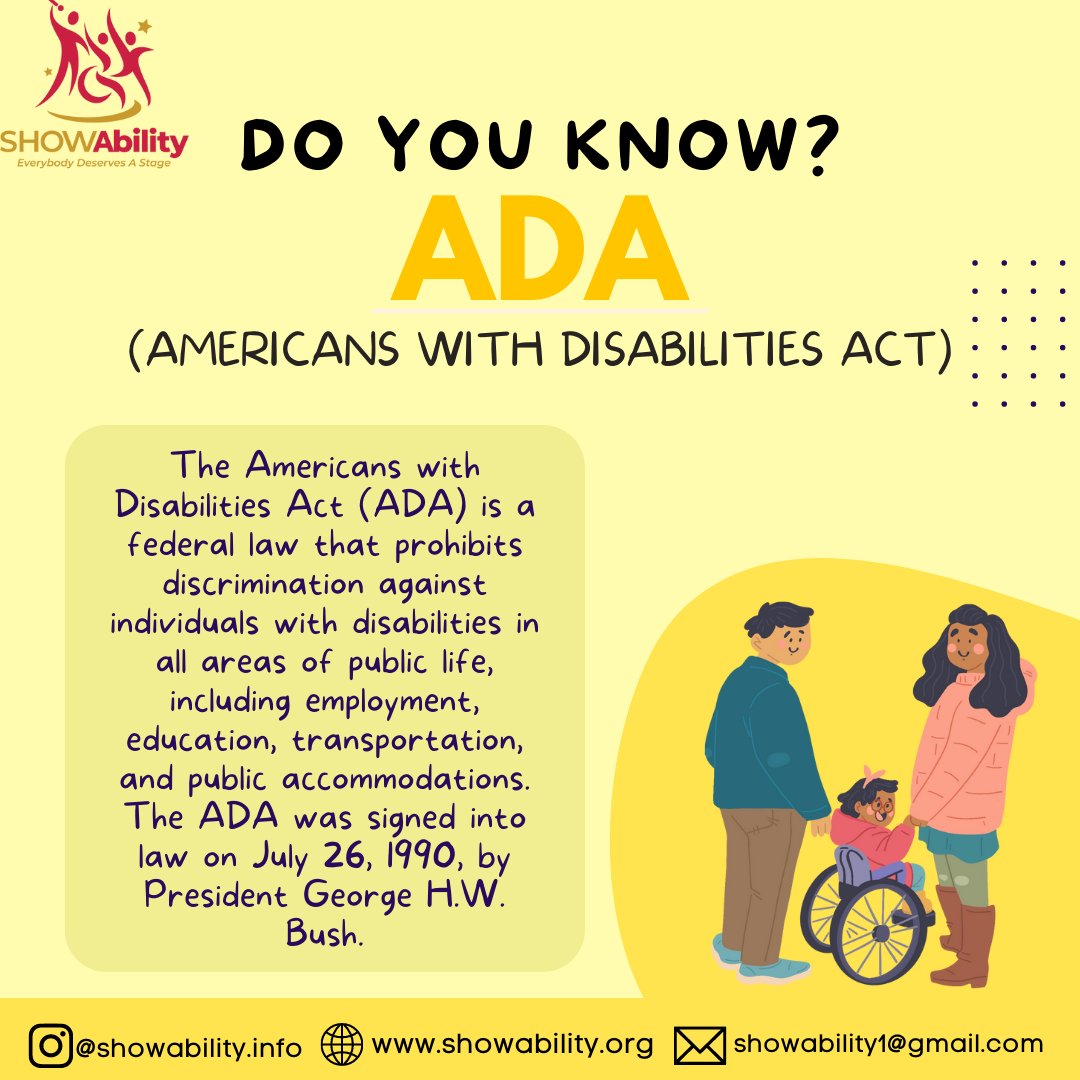 With the 33rd anniversary of the Americans with Disabilities Act swiftly approaching, we thought we'd give yall a quick history lesson!

#SHOWAbility #disability #disabilityawareness #invisibledisability #disabilityrights #disabilitypride #abilitynotdisability #disabilityadvocate