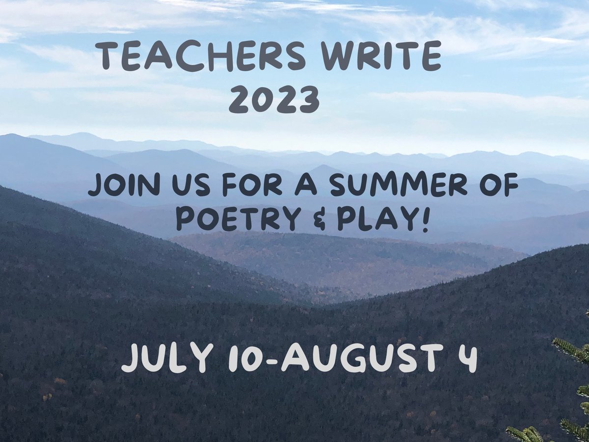 Teachers &amp; librarians! I hope you'll join <a href="/jvincentwrites/">Jen Vincent - Story Exploratory☀️</a> &amp; me for another amazing summer of #TeachersWrite! 

It's a free, online writing camp especially for you. Write &amp; explore at your own pace - and this summer, our focus is on poetry! 

Sign up here: katemessner.us20.list-manage.com/subscribe?u=3e…