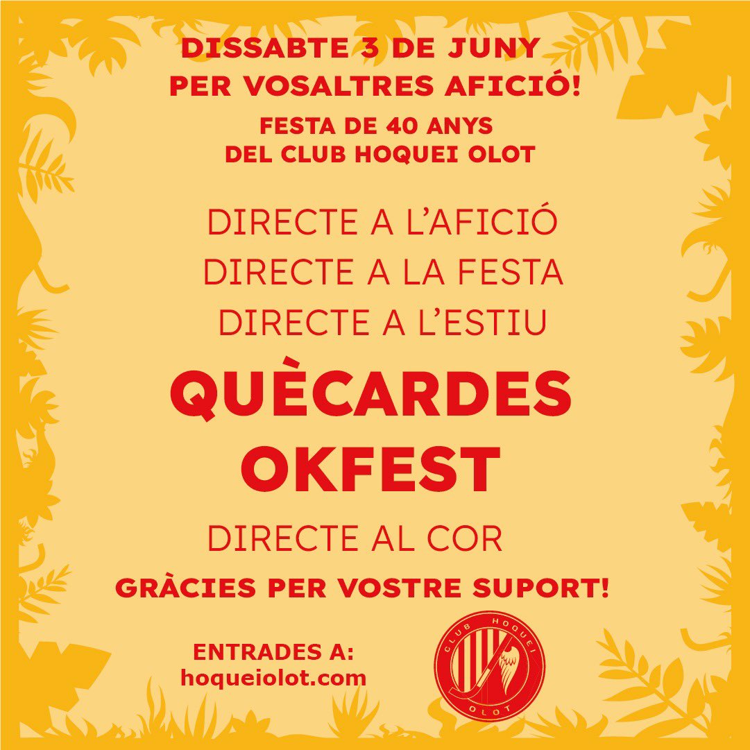 hoqueiolot's tweet photo. Per vosaltres afició! 

Fem-la grossa abans de l’estiu🥳

🎟️Entrades a: https://t.co/WpfrH715fH 

#nari https://t.co/XoCxxpNFR8