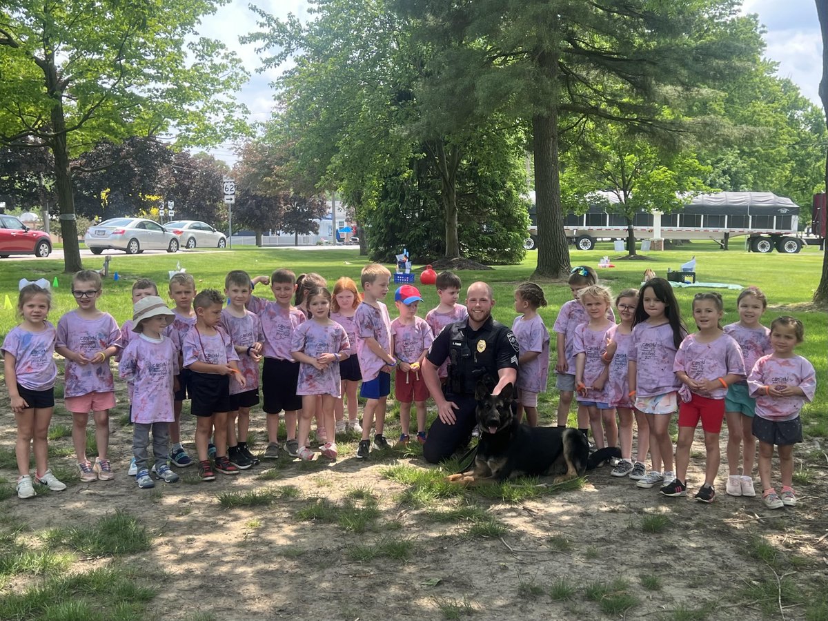 CanfieldPolice's tweet photo. Last week, Sgt. Kyle Young and K9 Cutrona got the chance to visit with students at Canfield United Methodist Preschool. https://t.co/DGrXqHc1tA