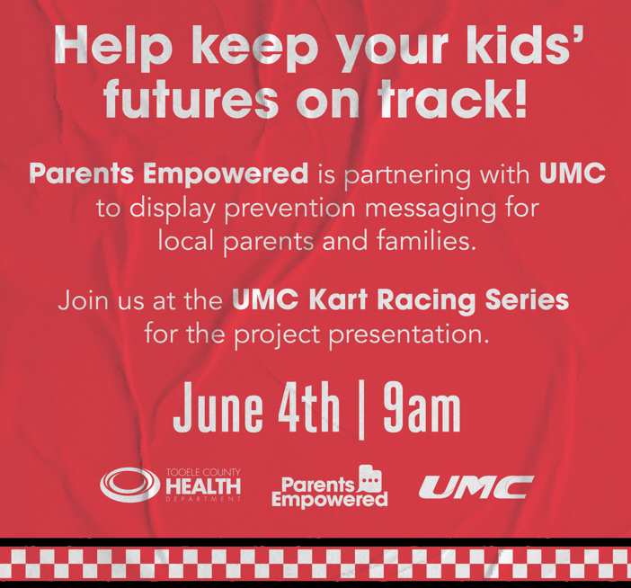 Join us at the Utah Motorsports Campus Kart Racing Series this Sunday, June 4th at 9am for the Parent's Empowered messaging presentation!

#parentsempowered #underagedrinking #prevention #umc