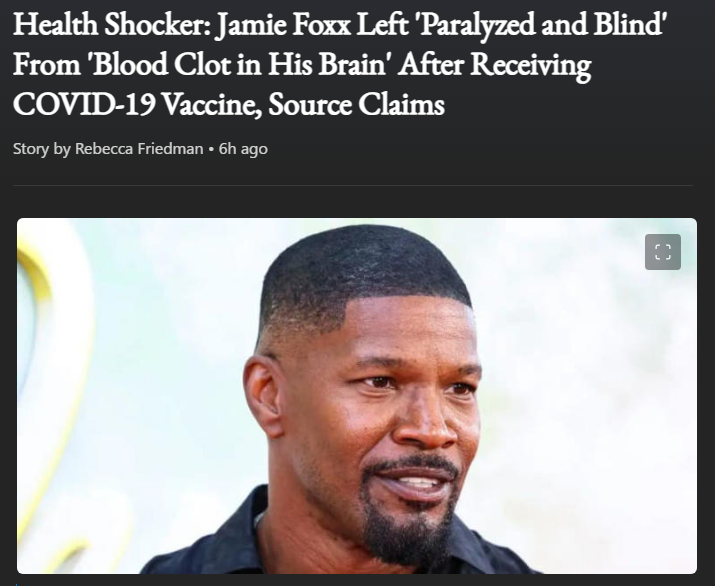 BOMBA: ¡Revelan que el delicado estado de salud de #JamieFoxx es culpa de la vacuna de COVID-19! 🦠

Un periodista cercano a la familia de Foxx reveló en el podcast de <a href="/drdrew/">Dr. Drew</a> que el actor esta parcialmente paralizado y ciego de un ojo. Podría no volver a actuar nunca mas.