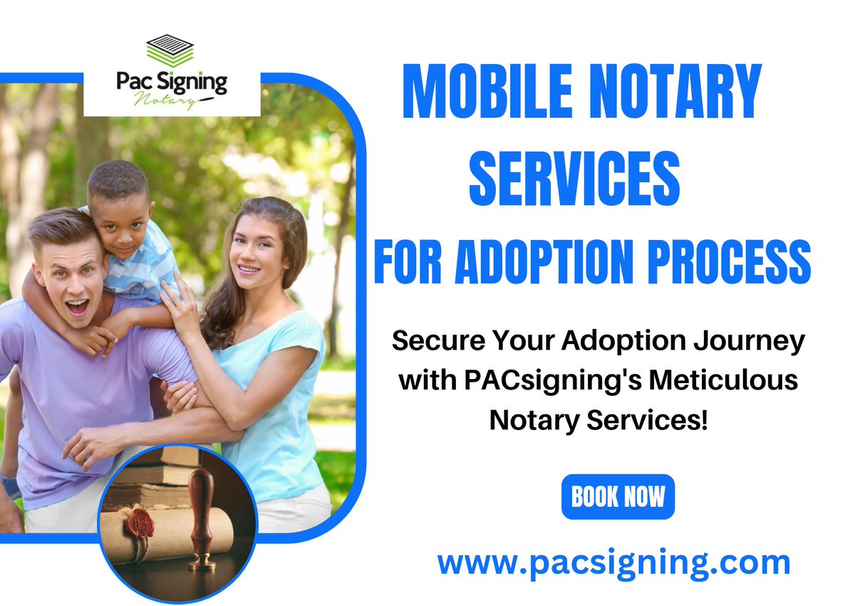 Unlock the Power of Seamless Notarization for Your Adoption Journey!

Visit pacsigning.com
Call 503-212-0678
#NotaryServices #AdoptionProcess #MobileNotary #AdoptionJourney #PACsigning #Hillsboro #Portland #lakeoswego