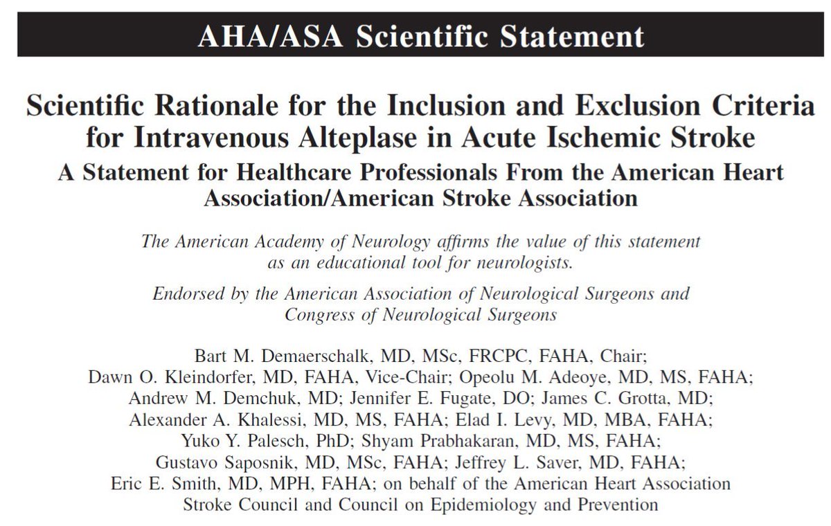 Análisis de los criterios de inclusión y exclusión para administración de alteplasa en infarto cerebral.   

PARTE 2 

🧠⏳💉

#Neurology 
   #Neurotwitter 
      #Alteplase 
         #TPA   

1/ 🧵