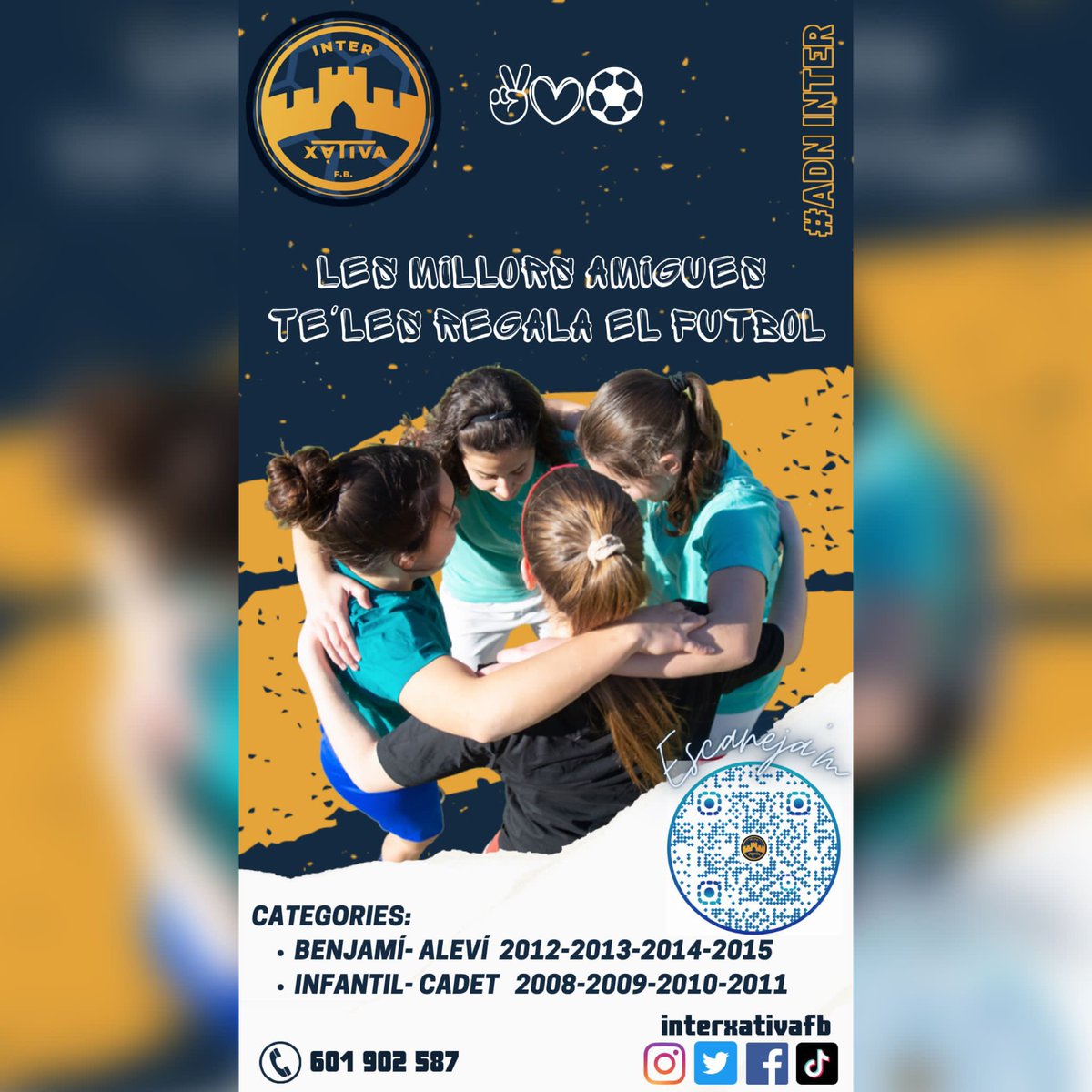 interxativafb's tweet photo. Forma part del nostre projecte! T’esperem! Apuntat! 🤍💙💛⚽️#ADNinter https://t.co/eCM1gWPV6Z