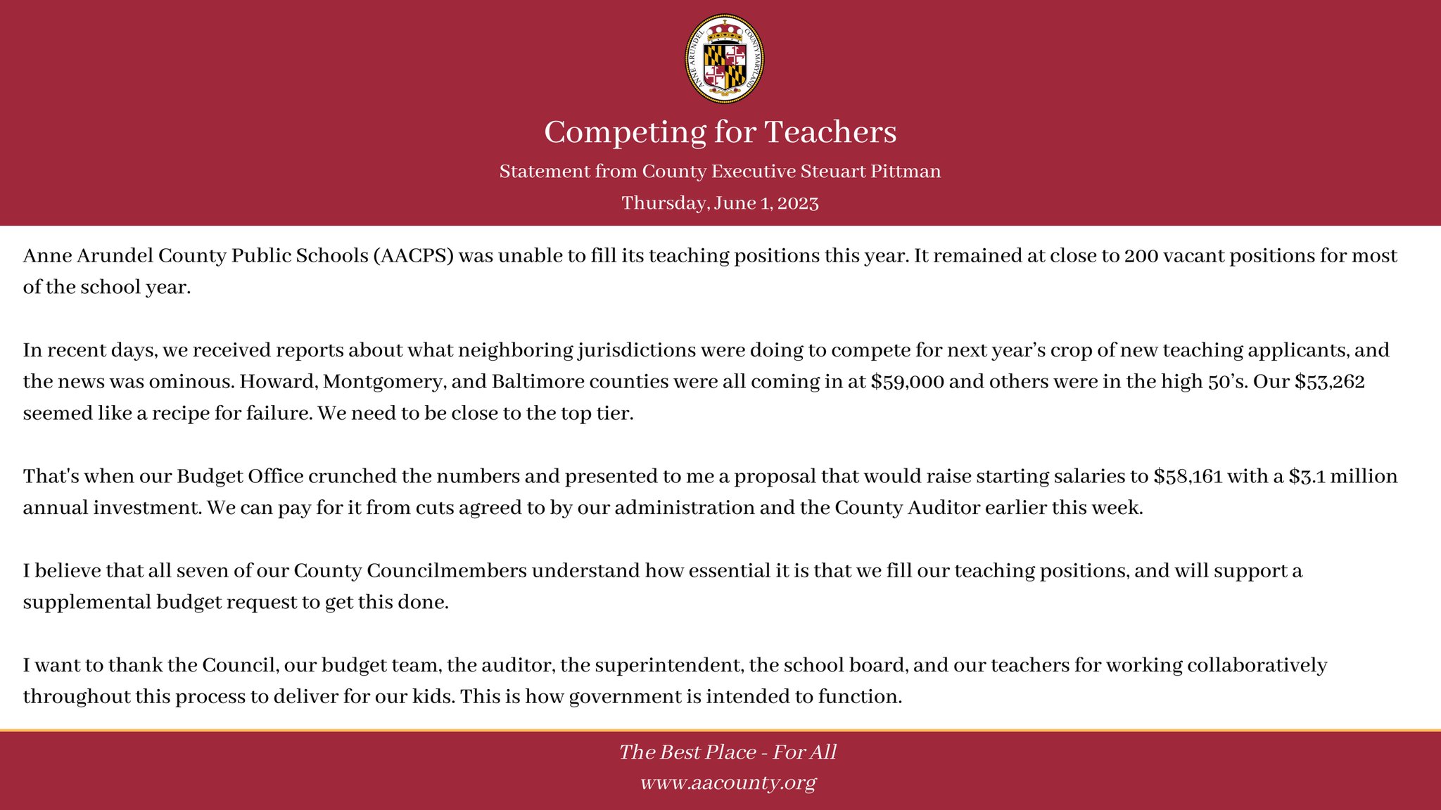 County Executive Steuart Pittman on Twitter "Anne Arundel County