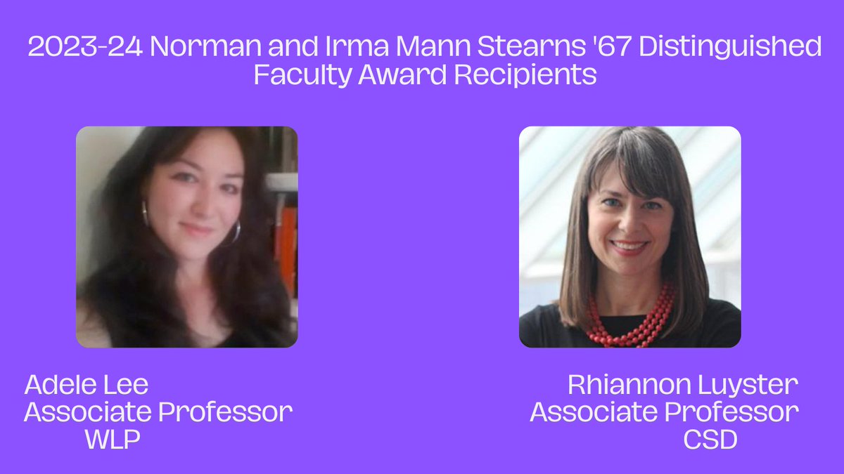 #EC_FacultySpotlight: Congratulations @EmersonCollege @ECSoArts @EmersonSOC faculty Adele Lee @Emerson_WLP & Rhiannon Luyster @csd_emerson, the 2023 recipients of the Norman & Irma Mann Stearns '67 Distinguished Faculty Award! Read more on the #ORCS_Blog: websites.emerson.edu/orcs/2023/06/0…