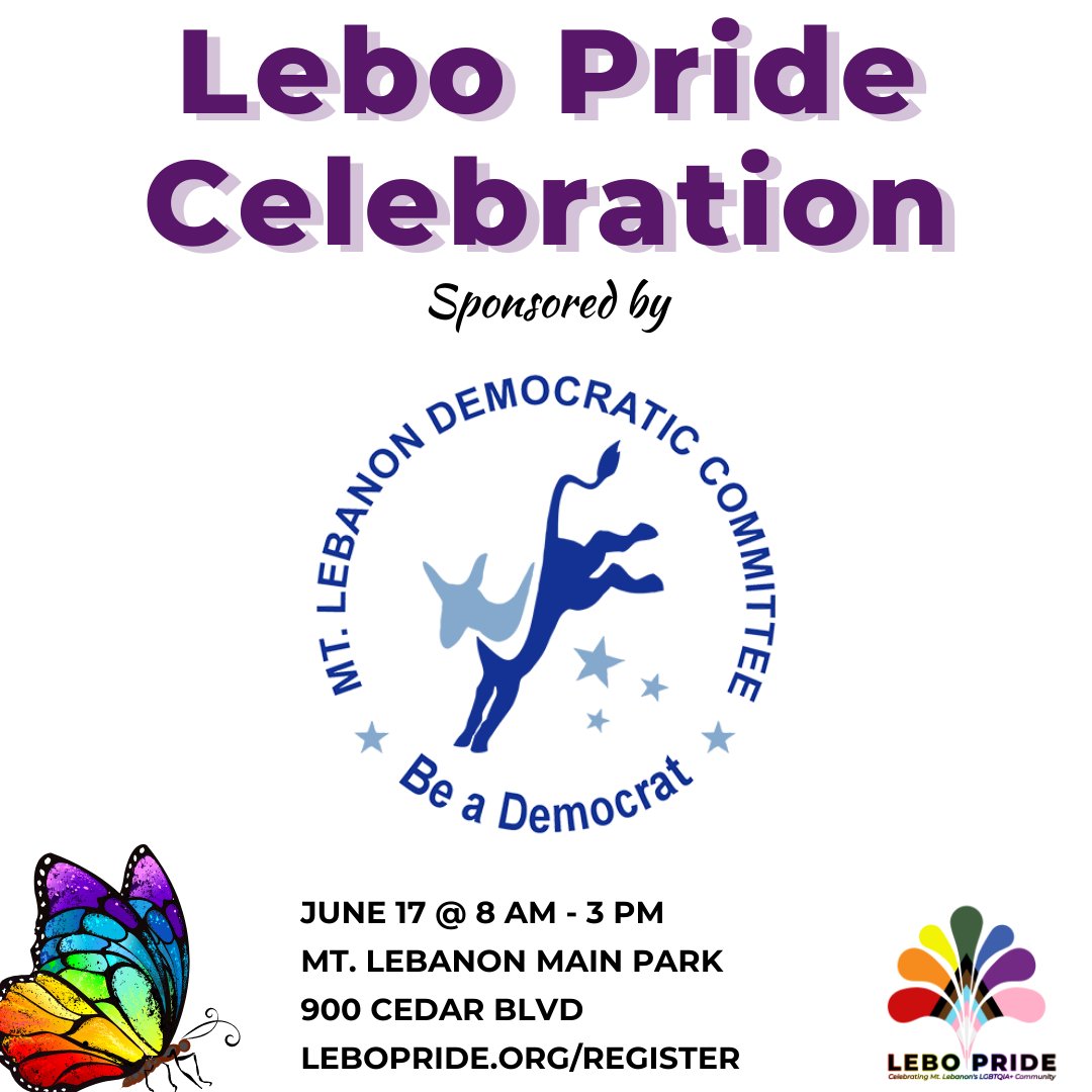 LeboPrideOrg's tweet image. Thank you Mt. Lebanon Democratic Committee (@LeboDems) for sponsoring this year's annual #LeboPrideCelebration