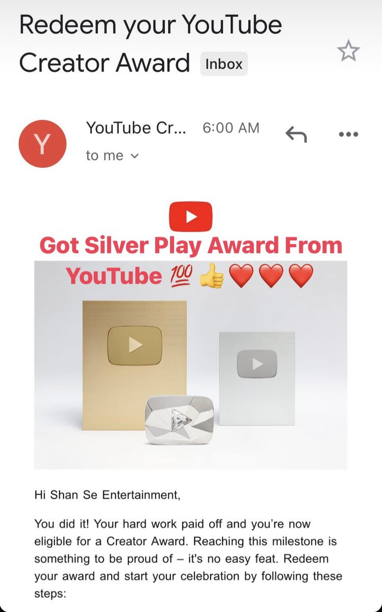sbhamare's tweet photo. Got Silver Play Award From YouTube 💯👍❤️❤️❤️
#YouTube #SilverPlay #ThankYouTube #ShanSeEntertainment #ShantanuBhamare https://t.co/bIAMWxiIPB