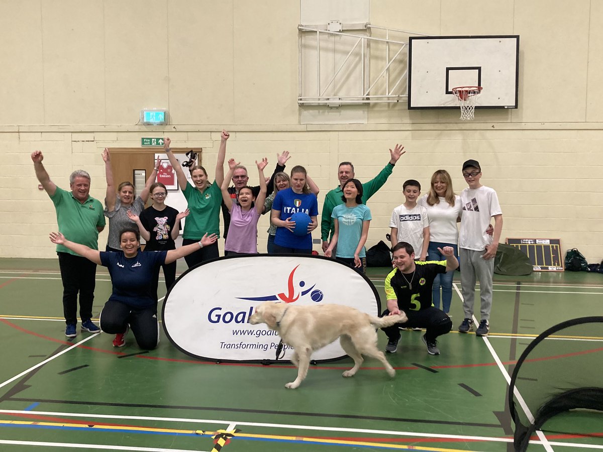 Great Afternoon delivering Goalball @sightforsurrey probably a first ,grandmother and grandsons playing on same team well done everyone