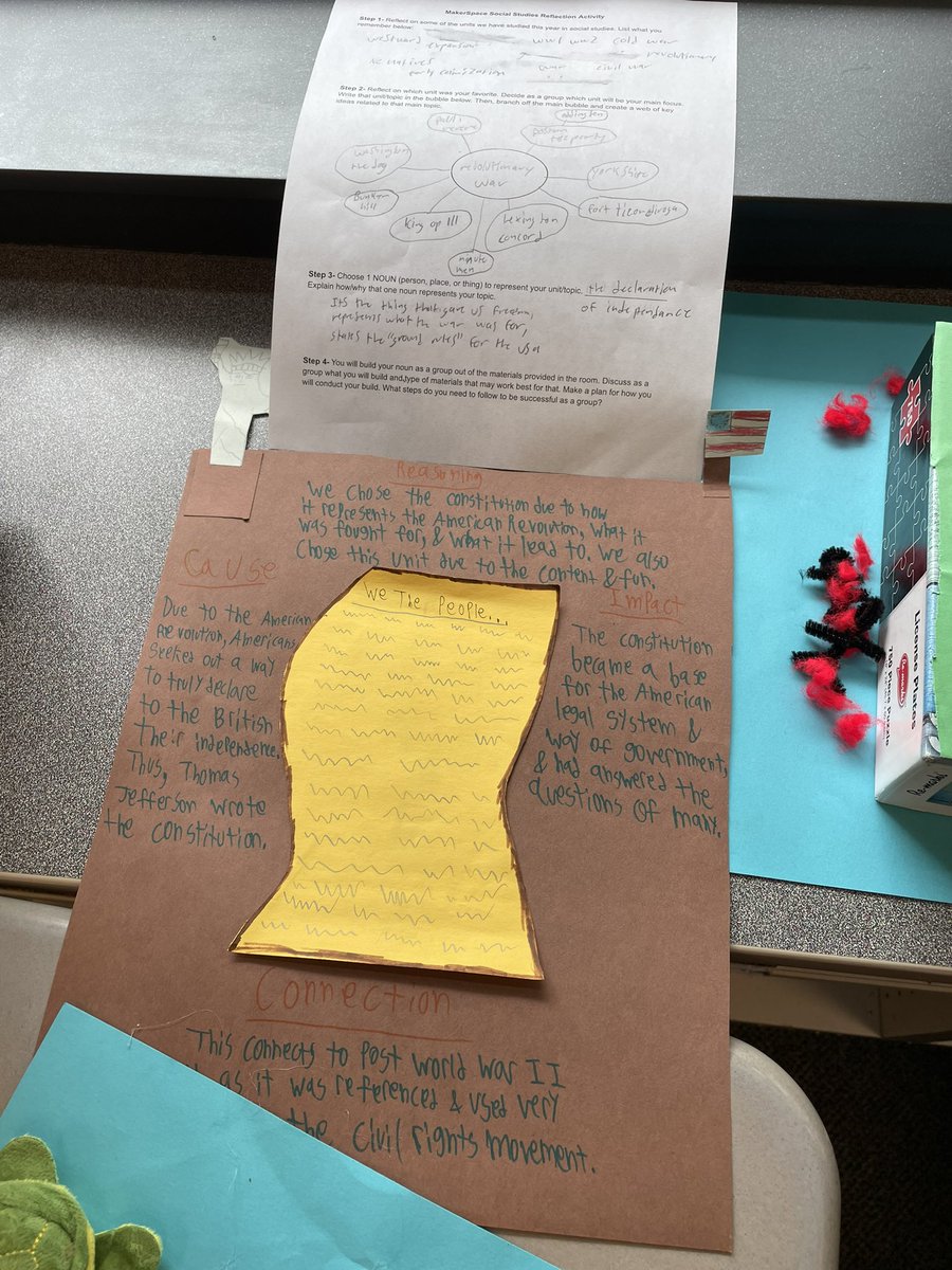 roberts16prez's tweet photo. Some of the students’ creations as they reflected on what they learned in social studies this year. #makerspace #salemproud https://t.co/hWdMx8V8th