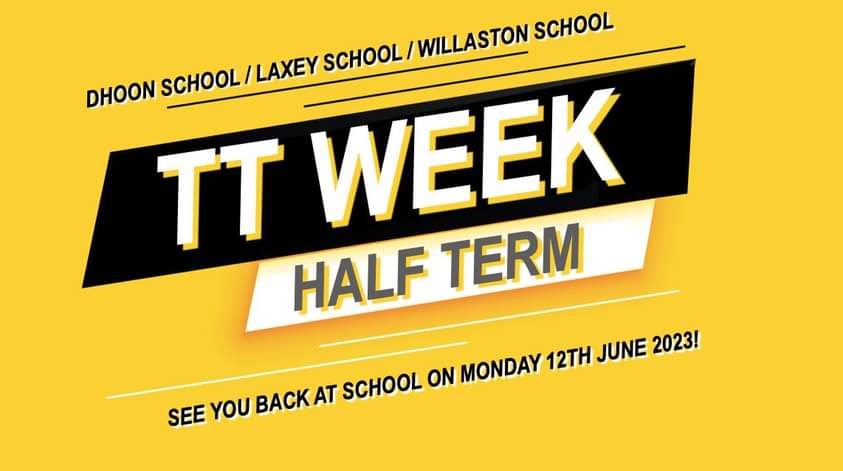 WillastonSchool's tweet photo. Have a WONDERFUL TT holiday! 🏍Remember to take extra care on the roads, stay safe around all the motorbikes and extra traffic, and make sure you enjoy yourselves! Fingers crossed for great weather!☀️See you all again on Monday 12th June🤩 Best wishes, Mr Kelly 💛 https://t.co/KU2v5UDltv