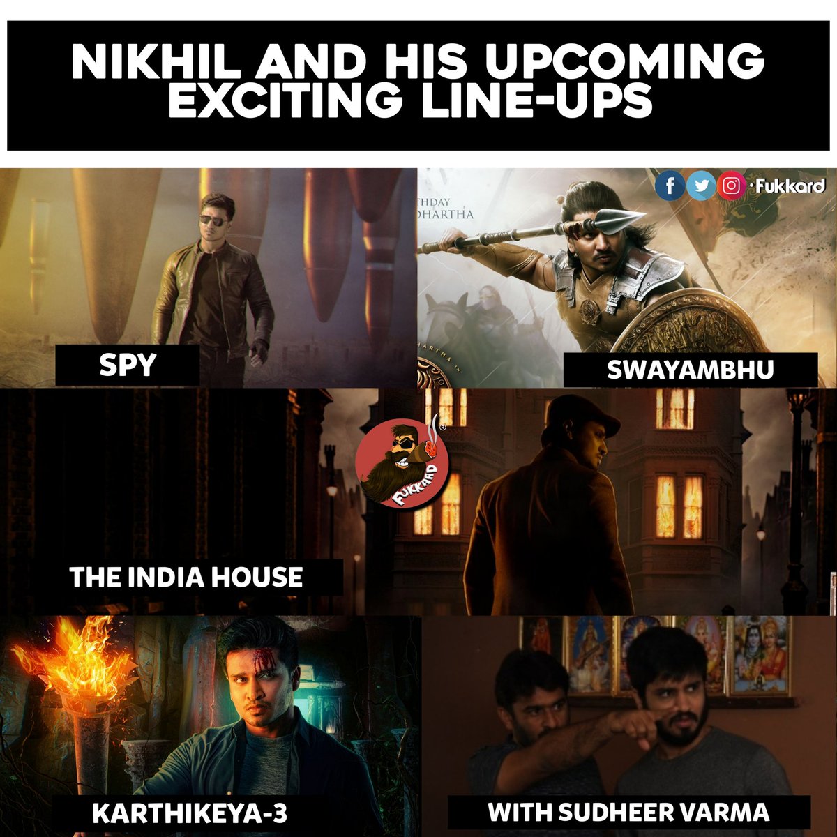 #NikhilSiddhartha and His Massive Lineup 🥵

#Spy #Swayambhu #TheIndiaHouse #Karthikeya3 #Nikhil22