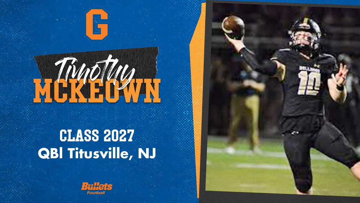 Our next incoming Bullet is Timothy McKeown! Tim is a QB from Hopewell Valley Central HS. Tim was the WJFL player of the year and 2nd team all state.

#GettysburgGreat
#ChampionshipCharacter
#4For40Years