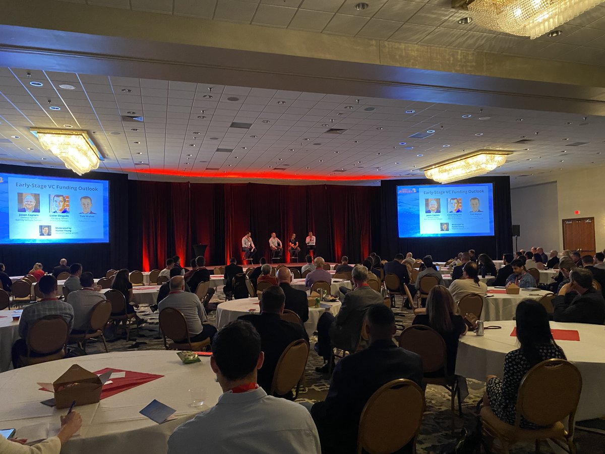 To kick of the afternoon, it’s “Early-Stage VC Funding Outlook” panel, moderated by <a href="/CEDNC/">CED</a> ‘s Hunter Young. 

— Jason Caplain, <a href="/bcvp/">Bull City Venture Partners</a>
— Lister Delgado, IDEA Fund Partners
— Tobi Walter, Cofounders Capital