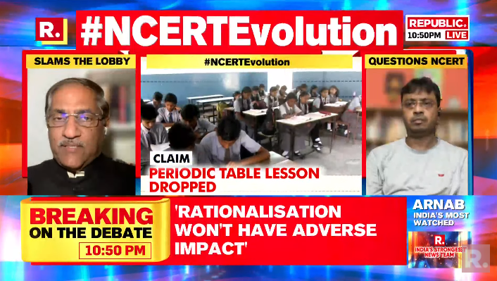 republic's tweet photo. #NCERTEvolution | Watch Political Analyst & Author @RatanSharda55 decoding the uproar over reports of NCERT Class 10 textbook dropping 'periodic table' from syllabus
Fire in your views with the hashtag and watch #LIVE - https://t.co/DJs7LhlDCI
#NCERT #NCERTClass10 #PeriodicTable #NCERTSyllabus #FakeNews #India