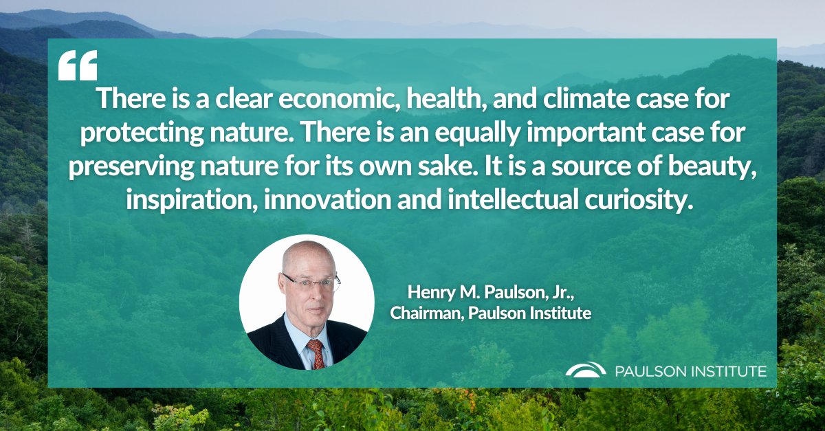 We must urgently accelerate efforts to halt and reverse the decline of nature. #TBT #BiodiversityDay Read more from Hank Paulson: paulsoninstitute.org/press_release/…