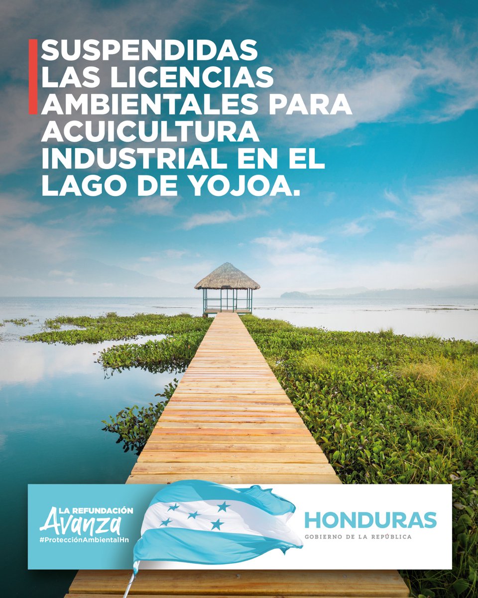 Cumpliendo con la instrucción de la Presidenta @XiomaraCastroZ, el secretario de @sernaHN, @LuckyMedinaHN firmó la suspensión inmediata de licencias ambientales para acuicultura en el Lago de Yojoa. 
¡Salvar el Lago de Yojoa es una misión impostergable! 🏞️
#GobiernoDelPueblo