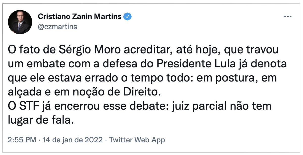 O homem que enfrentou o Super Herói da mídia

Zanin escreveu 'Lawfare: uma introdução', sobre 'o uso estratégico do Direito para fins políticos, geopolíticos, militares e comerciais'. Zanin nos mostrou que o Judiciário pode ser utilizado como instrumento de perseguição política.