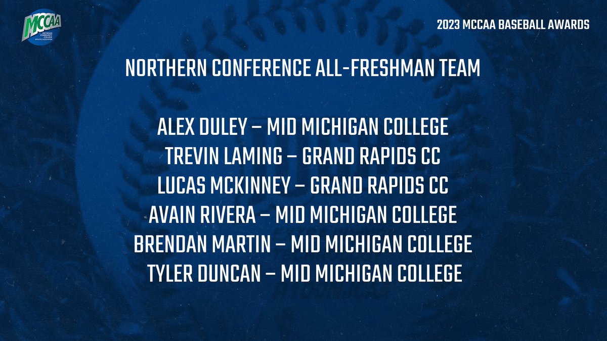 MCCAA BASEBALL AWARDS

Northern Conference All-Freshman Team