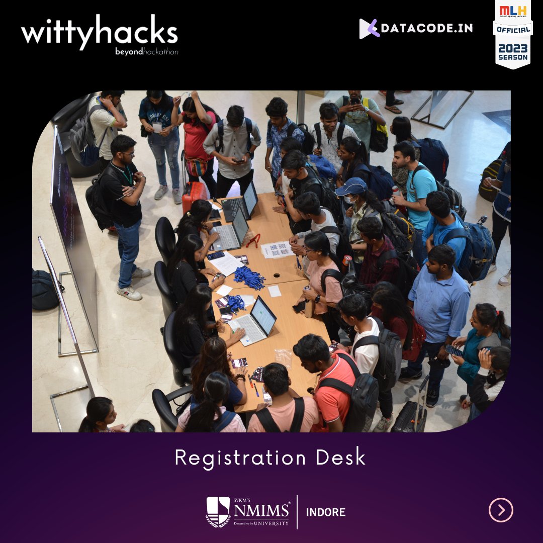 Excitement was in the air as the registration desk for WittyHacks 3.0 opened its doors! 🤩

Everyone was ready to unleash their creativity and join us for an unforgettable hacking experience. ✨

 #Wittyhacks #datacode #beyondhackathon