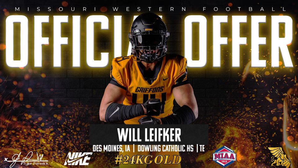 Will Leifker (@willleifker) on Twitter photo Blessed to have received my first offer from <a href="/MWSU_Football/">Missouri Western Football</a> Thanks <a href="/CoachDFranks/">Dalton Franks</a> for the opportunity❗️<a href="/Coach_Marshall_/">Clay Marshall</a> <a href="/ToddThrockmort3/">Todd Throckmorton</a> <a href="/TylerFenwick2/">Tyler Fenwick</a> <a href="/abellboys/">Aaron Bell</a> <a href="/CoachTWils/">Tom Wilson</a> <a href="/AundraMeeks/">Aundra Meeks</a> @InnovativeAthl Blessed to have received my first offer from <a href="/MWSU_Football/">Missouri Western Football</a> Thanks <a href="/CoachDFranks/">Dalton Franks</a> for the opportunity❗️<a href="/Coach_Marshall_/">Clay Marshall</a> <a href="/ToddThrockmort3/">Todd Throckmorton</a> <a href="/TylerFenwick2/">Tyler Fenwick</a> <a href="/abellboys/">Aaron Bell</a> <a href="/CoachTWils/">Tom Wilson</a> <a href="/AundraMeeks/">Aundra Meeks</a> @InnovativeAthl