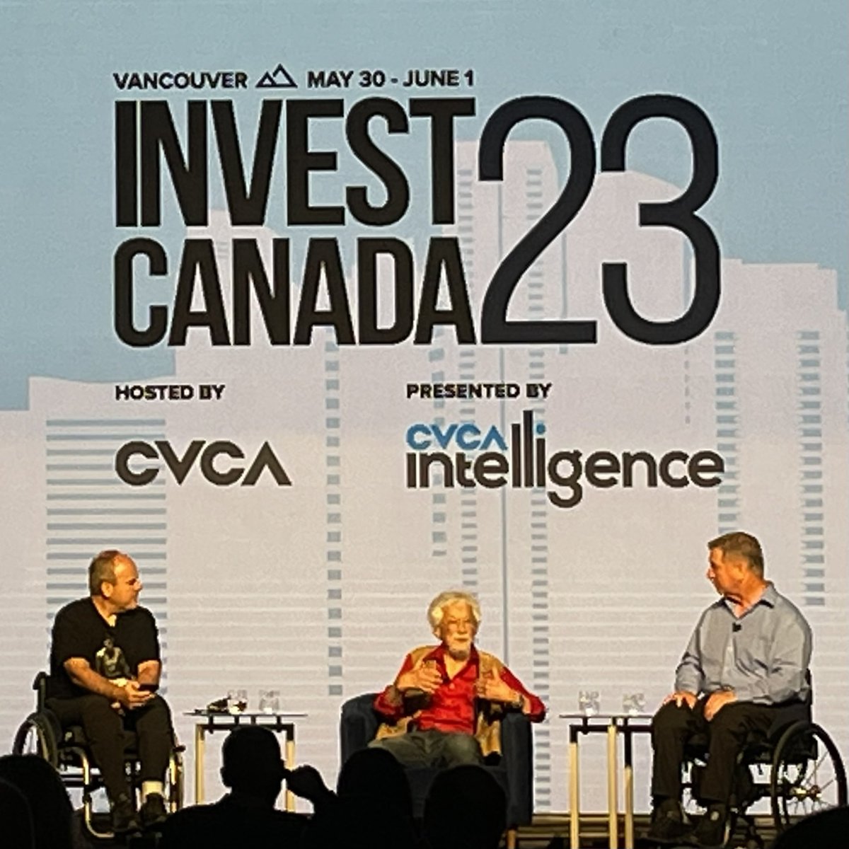 John Ruffolo , David Suzuki , and Rick Hansen inspiring us all to action at #ic23 <a href="/cvca/">CVCA</a> #impactinvesting #esg <a href="/DavidSuzukiFDN/">David Suzuki FDN</a> <a href="/RickHansenFdn/">Rick Hansen Foundation</a> #cleantech #climatetech #socialimpact