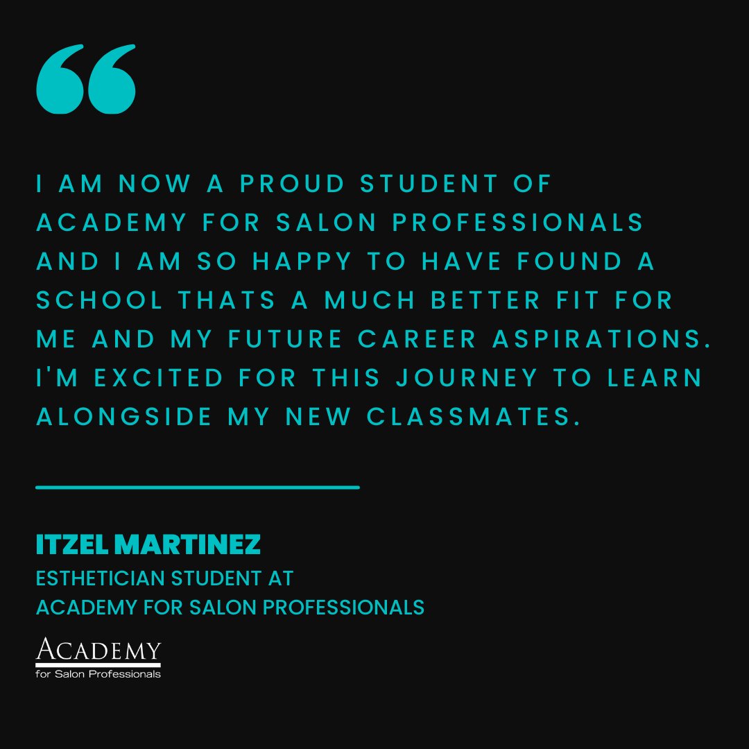 We want to make sure our school is the perfect fit for you!✨ Our student, Itzel shares her experience with finding the right #Career path for her. If you are considering attending the Academy, please always feel free to reach out to us with questions and schedule a tour!