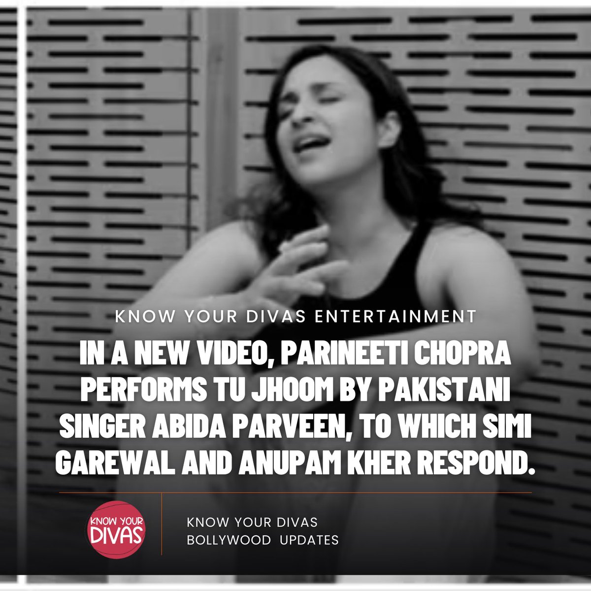 knowyourdivas's tweet photo. In a new video, Parineeti Chopra performs "Tu Jhoom" By Pakistani Singer Abida Parveen, To which Simi Garewal and Anupam Kher Respond.

#knowyourdivas #divas #ParineetiChopra #TuJhoom #song #pakistanisinger #singer #anupamkher #newvideo #kyd https://t.co/MHTwyZOsGk