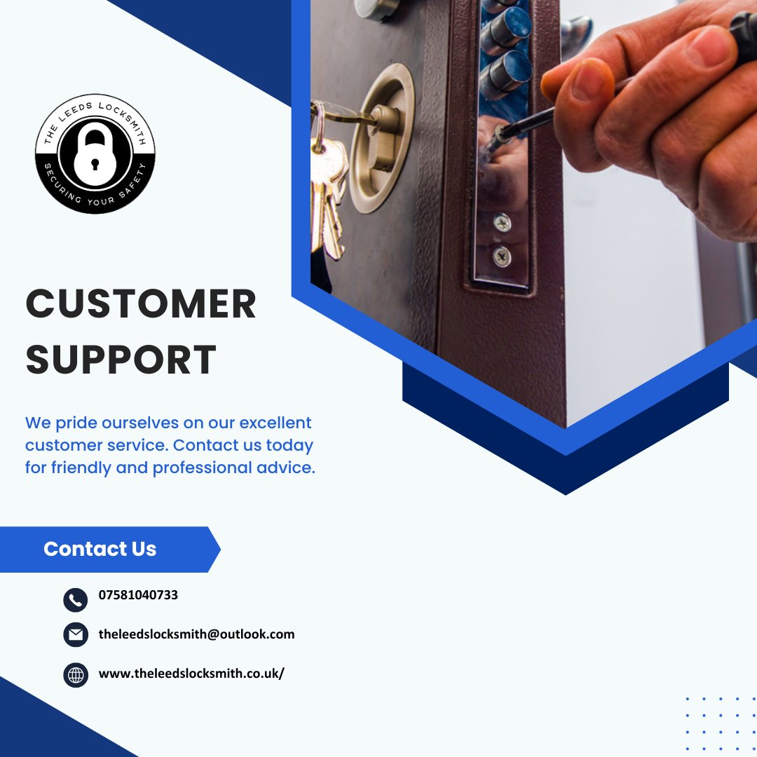 theleedslocksm2's tweet photo. Customer Support
🌐https://t.co/nPbefZMiRS
✉ theleedslocksmith@outlook.com
☎ 07581040733
#DoorLockRepair #WindowLockRepair #DoorLockProblem #homesecuremost #homesecure #key #keyrepairs #locksmith #experiencedLocksmith #cityandguildqualified https://t.co/mOvGSMngzl