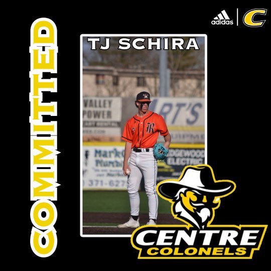 T.J. Schira (@tschira_) on Twitter photo I am blessed to announce my academic and athletic commitment to play baseball at Centre College. I would like to thank all of my coaches, family, friends, and most importantly God for helping me achieve this opportunity. Go Kerns! I am blessed to announce my academic and athletic commitment to play baseball at Centre College. I would like to thank all of my coaches, family, friends, and most importantly God for helping me achieve this opportunity. Go Kerns!