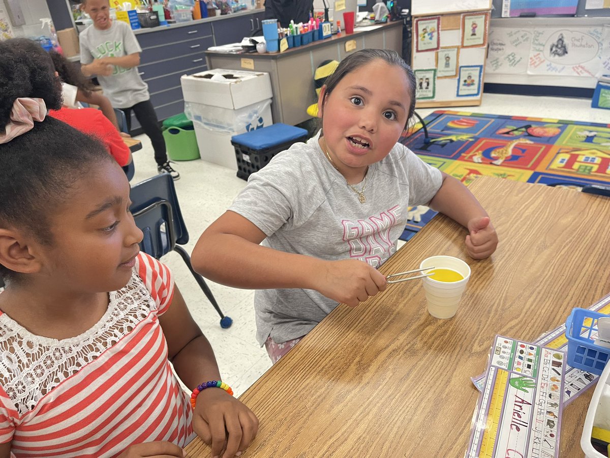 Our scientists today were experimenting with vibrations. Can they see them, hear them? What happens when we touch parts of the cup with our tuning forks? 1st graders are always questioning. Life in 1st grade. <a href="/SwansCreekES/">Swans Creek Elem</a>