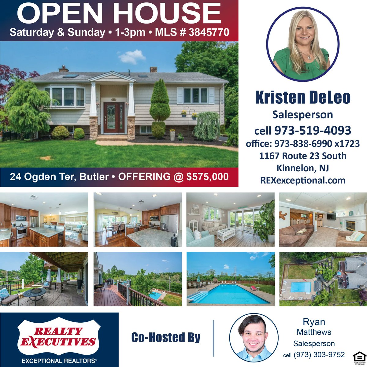 😍OPEN HOUSE ✏Saturday & Sunday ⏰1pm - 3pm 💲575,000 🚗24 Ogden Ter, Butler, NJ 🏠Own a slice of paradise, and have time to enjoy the backyard oasis before summer ends! #openhouse #butlernj #backyardoasis #mountainview #heatedpool #saltwaterpool #trexdeck #cabana #soccergoal