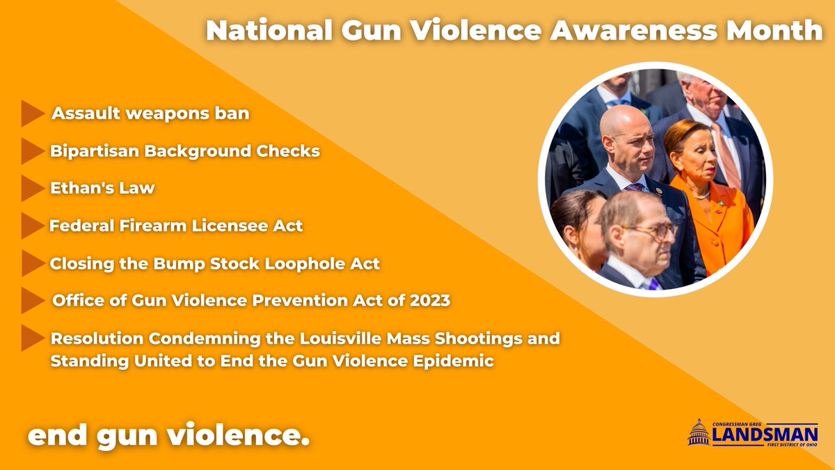 Let's be the generation of lawmakers to pass legislation and get weapons of war off our streets.
 
We need the left and the right to come to the table and find common ground. #WearOrange #GunViolenceAwarenessMonth


All the bills we've signed onto 👇