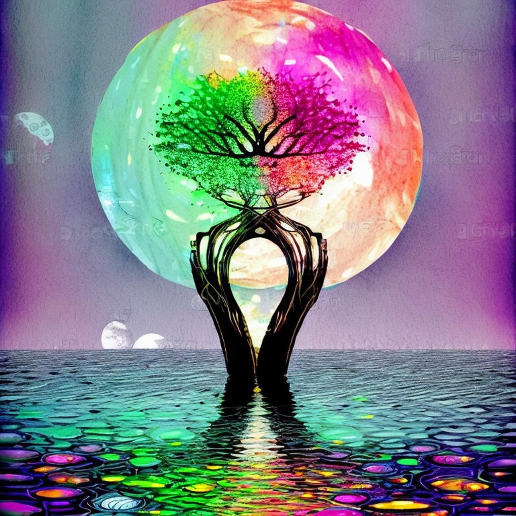 #treeandmoon #treeart #colorfulart #aigeneratedart #aigenerated #nft