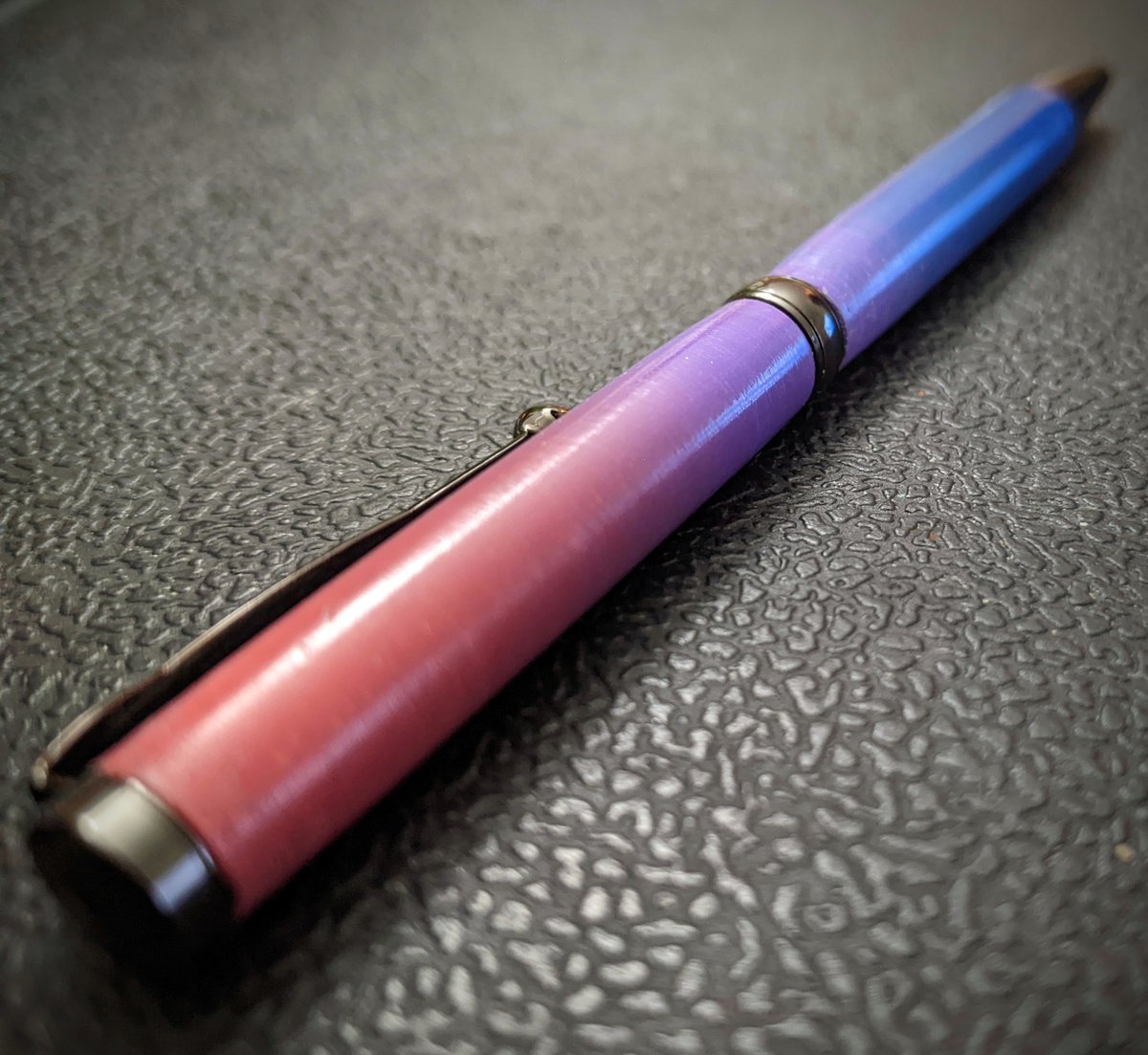 I made a pen for Pride! Polymer clay, gunmetal slimline kit. 
#penturning #bisexual
