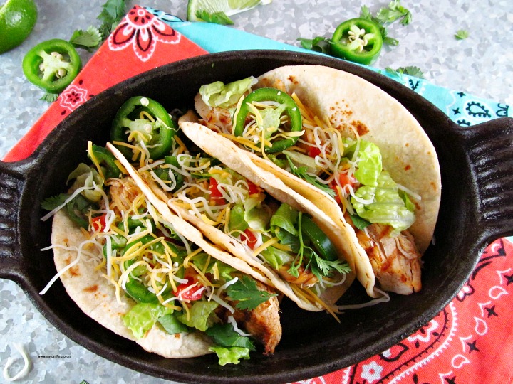 Tequila Lime Chicken Tacos that are loaded with flavor.  These tacos are served with fresh sliced jalapeños, lettuce, tomatoes, and cheese. Yes Please!! 
Recipe>> myturnforus.com/grilled-tequil…
#NotTacoTuesday #Tequila #TequilaLime #ChickenTacos #TequilaTacos