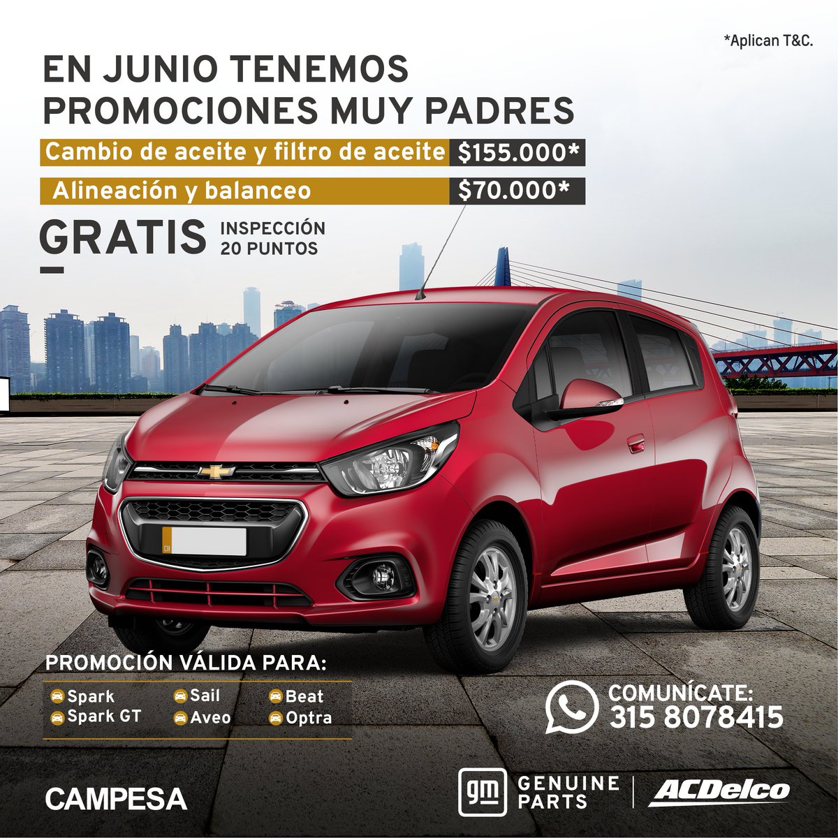 CampesaSA's tweet photo. En 𝗝𝗨𝗡𝗜𝗢 tenemos promociones muy  📷📷 𝗣𝗔𝗗𝗥𝗘𝗦
Aprovecha:
📷 Cambio de aceite y filtros de aceite: $155.000*
📷Alineación y balanceo: $70.000*
Gratis inspección 20 puntos
*Aplican términos y condiciones.
Comunícate con nosotros: 3158078415 https://t.co/5T83gMrvJh
